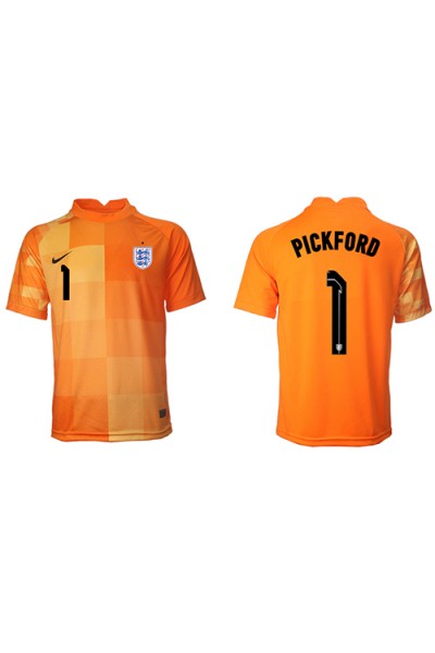 Englanti Jordan Pickford #1 Maalivahti Jalkapallovaatteet Vieraspaita MM-kisat 2022 Lyhythihainen